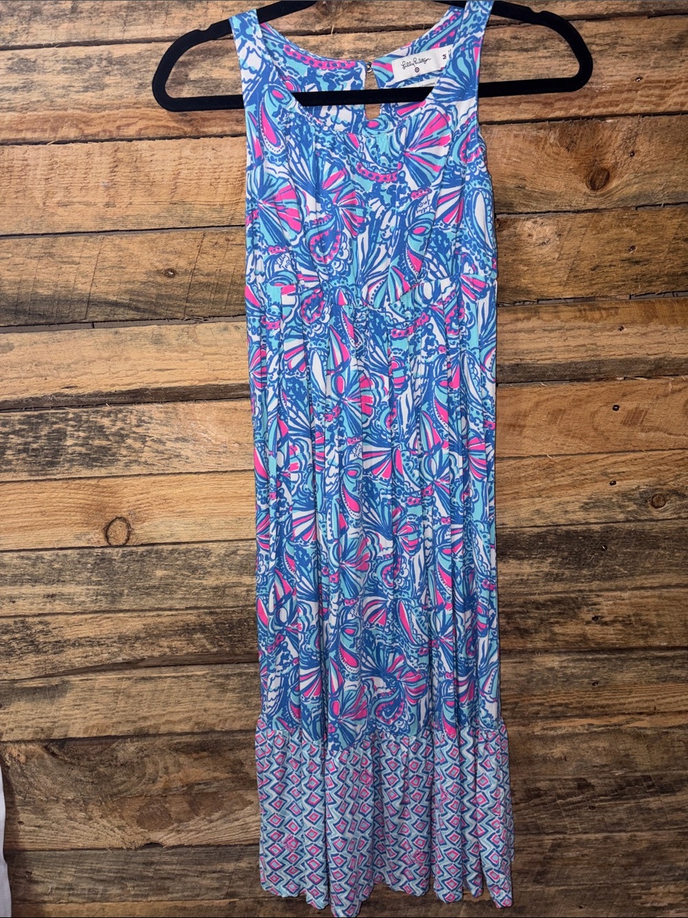 Lilly Pulitzer Blue & Pink Printed Maxi Dress